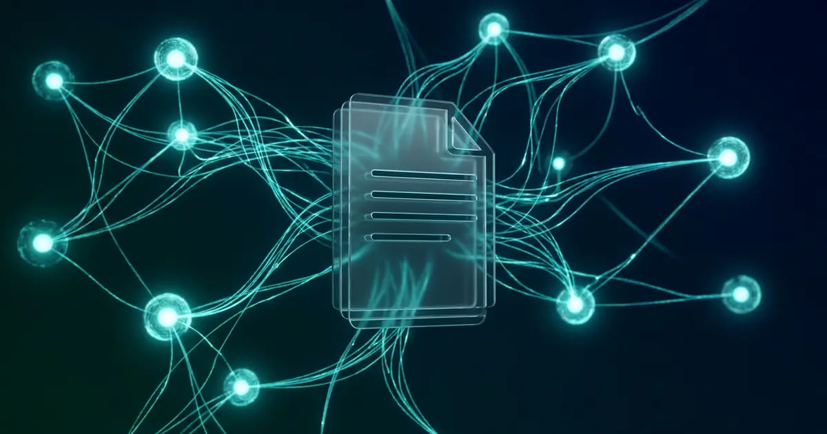 Abstract content and writing motifs on dark teal background