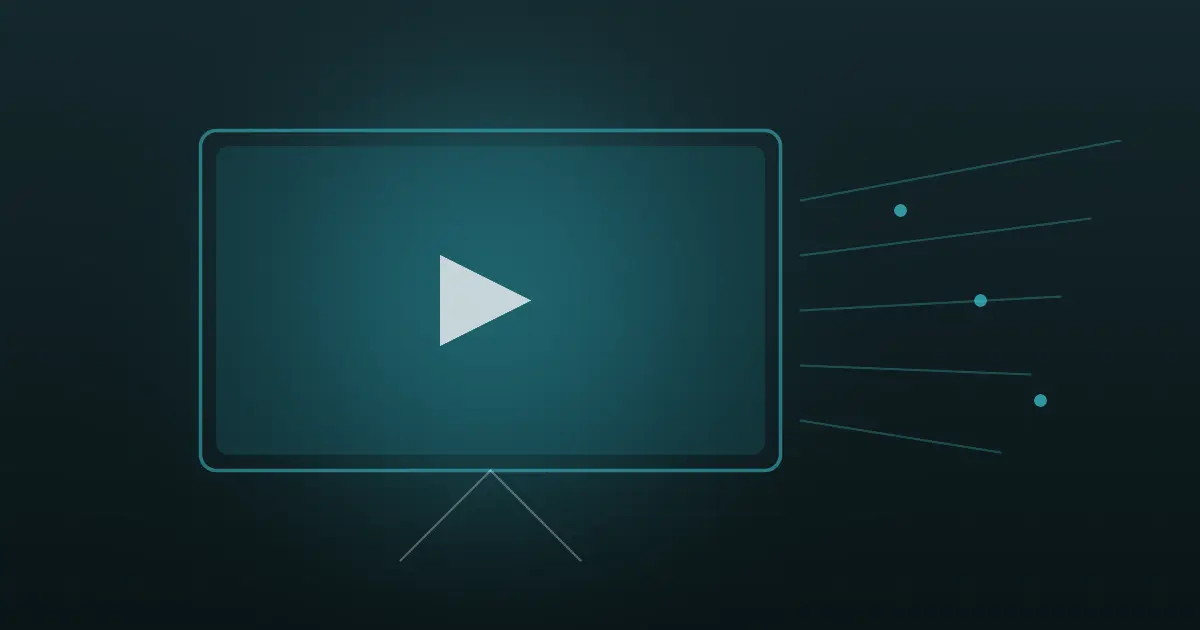 Abstract large screen outline casting rays of teal light across a dark midnight background