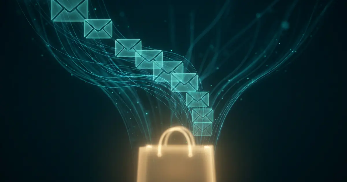 Abstract e-commerce and shopping motifs on dark teal background