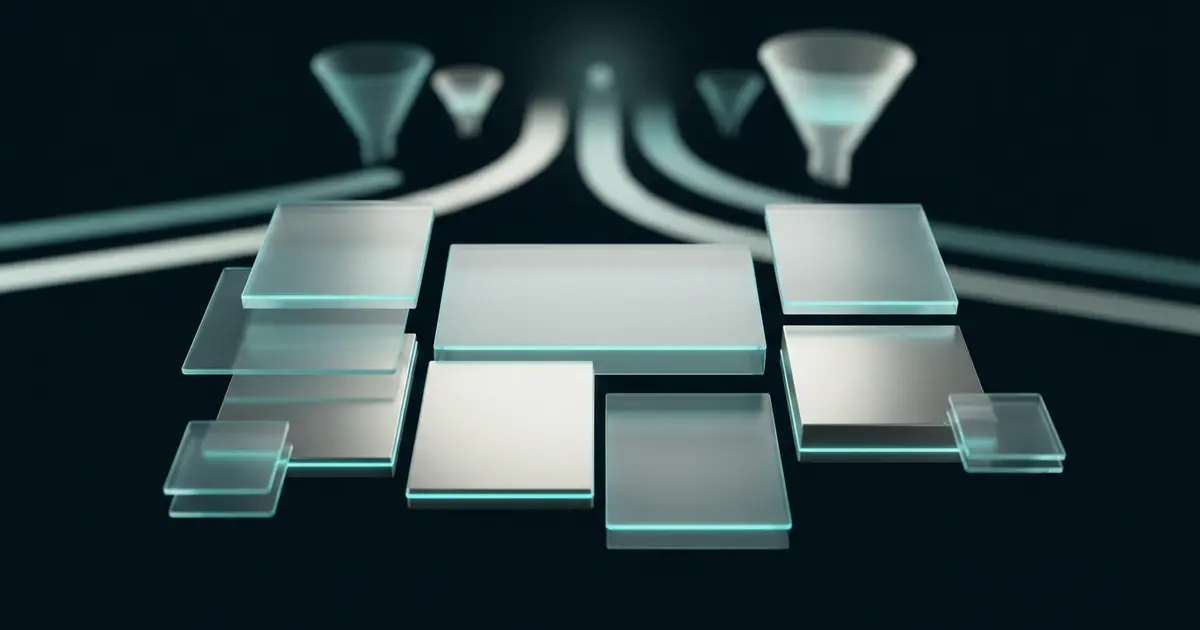 Abstract e-commerce and shopping motifs in teal and dark tones