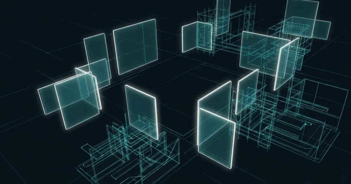 Abstract SaaS product development visualization with minimal grid forms