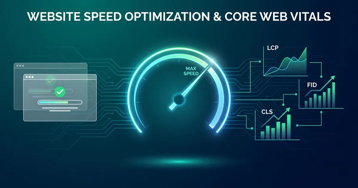 Website speed optimization and Core Web Vitals performance dashboard