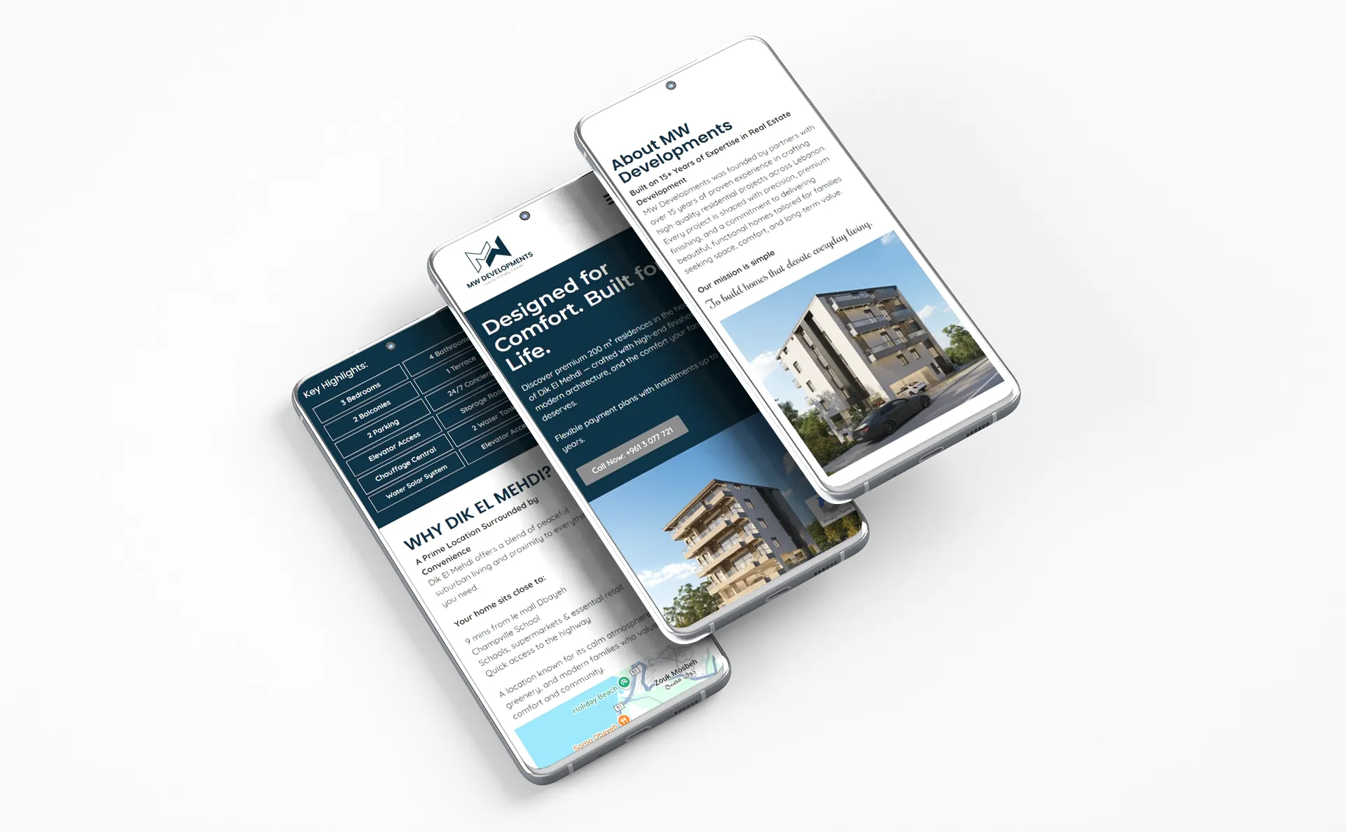 MW Developments mobile website