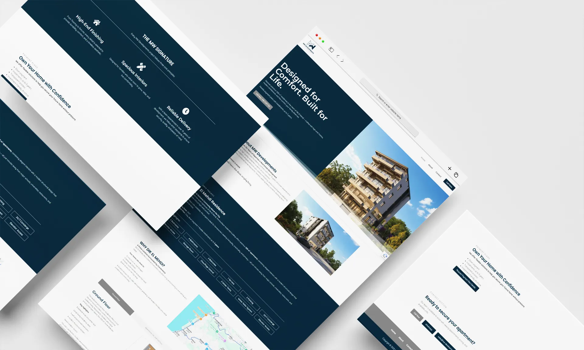 MW Developments website mockup